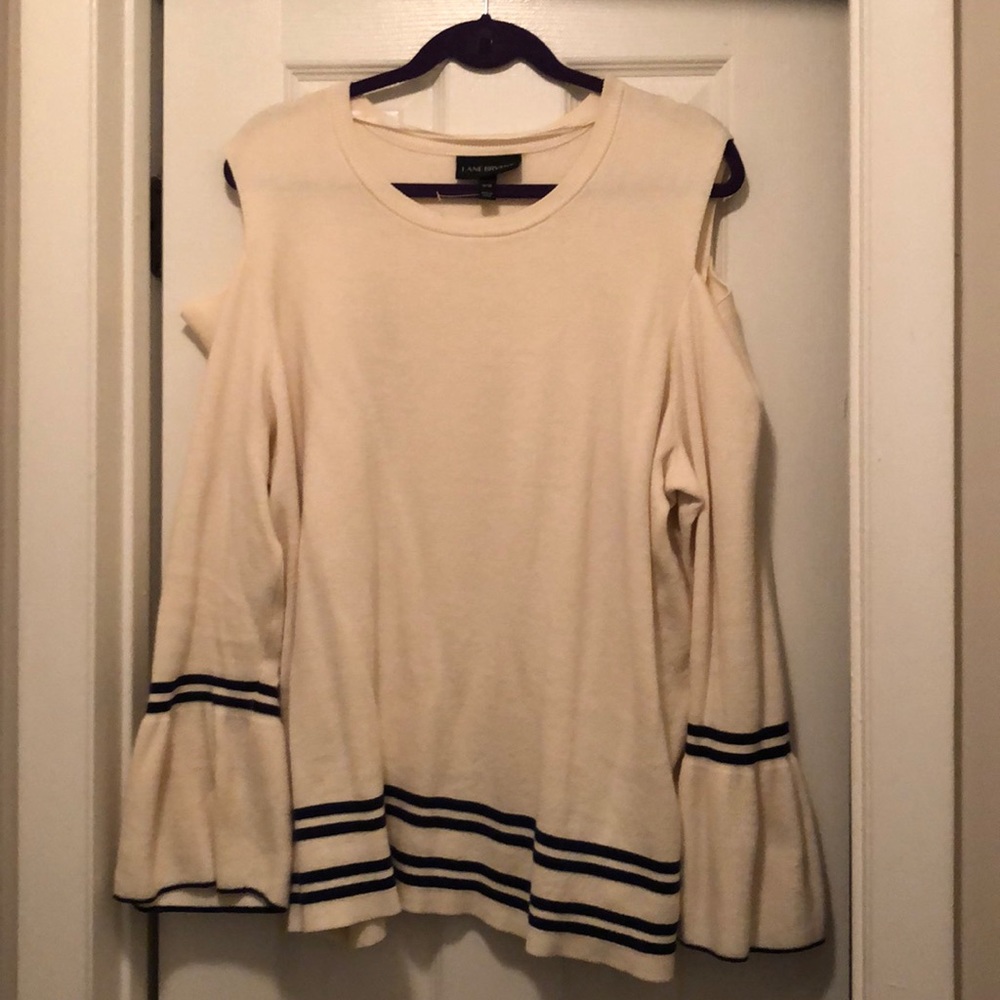Lane Bryant Cold Shoulder Off White Sweater